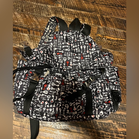 Le Sportsac Backpack Key Print Red, White & Black 17x17” main image 5